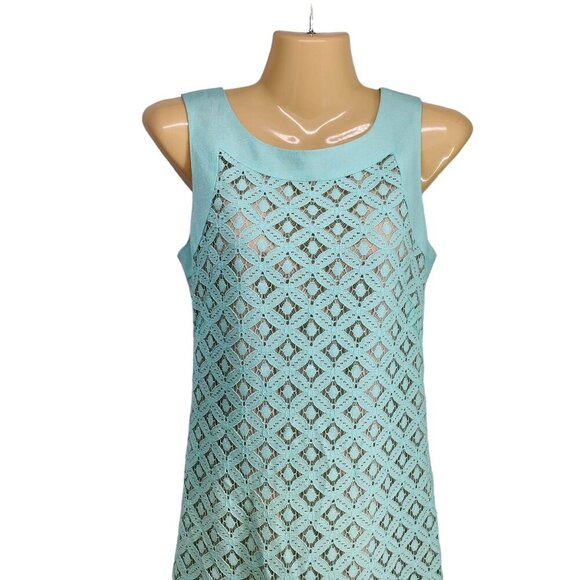 Eilza J Dress Celeste Lace Sleeveless Women's Size 2 Mint Green Linen Blend Shif - Picture 4 of 11